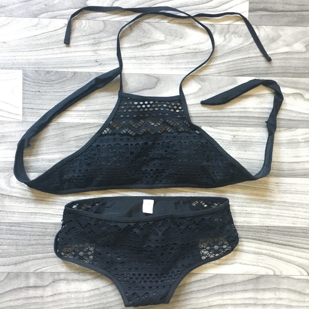 NWT Black Lace/Crochet Bikini, Adult Small
